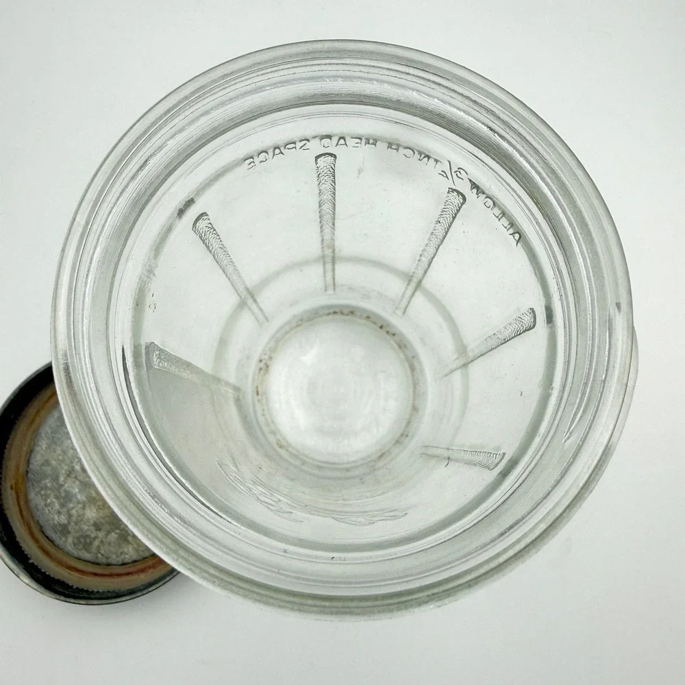 Ball Freezer Jar Vintage Clear Glass Ribbed with Zinc Lid 6.75 Inch Antique